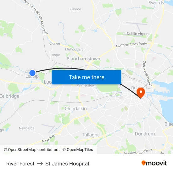 River Forest to St James Hospital map