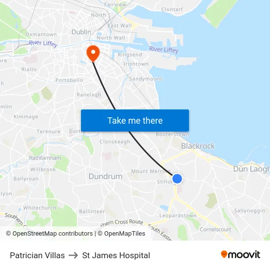 Patrician Villas to St James Hospital map