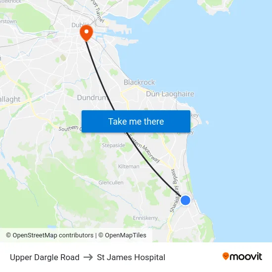 Upper Dargle Road to St James Hospital map