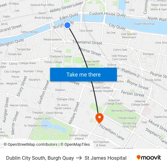 Dublin City South, Burgh Quay to St James Hospital map