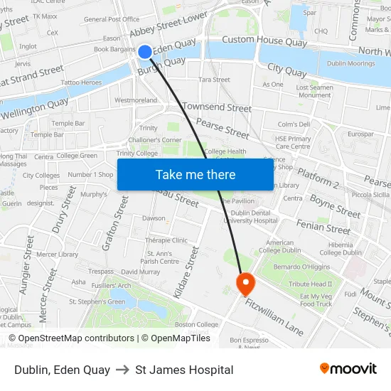 Dublin, Eden Quay to St James Hospital map