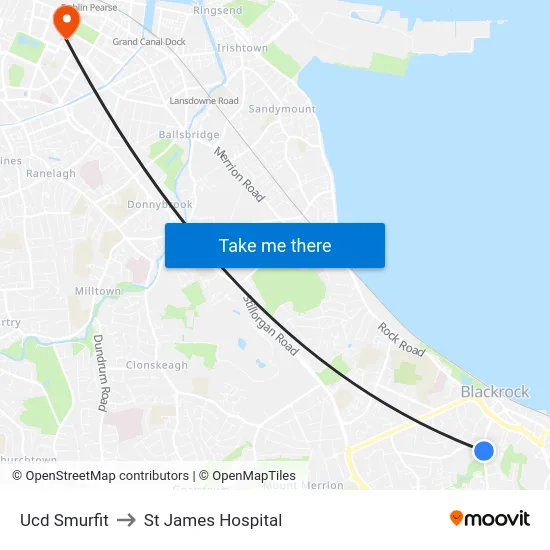 Ucd Smurfit to St James Hospital map