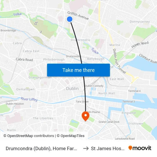 Drumcondra (Dublin), Home Farm Road to St James Hospital map