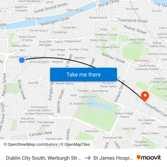 Dublin City South, Werburgh Street to St James Hospital map