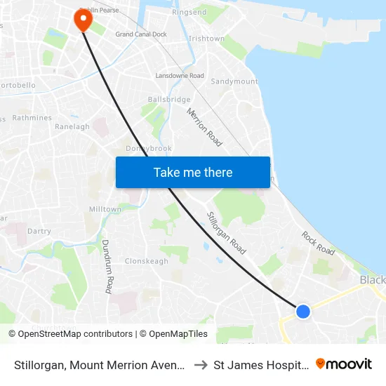 Stillorgan, Mount Merrion Avenue to St James Hospital map