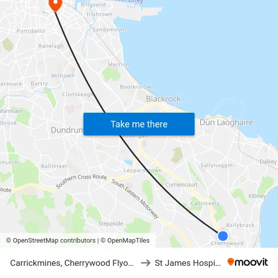 Carrickmines, Cherrywood Flyover to St James Hospital map