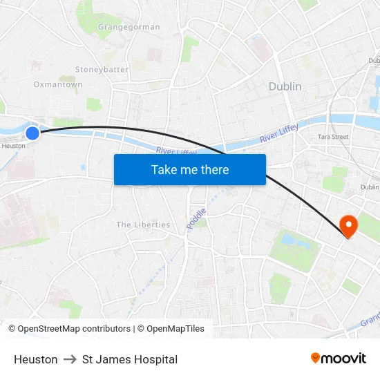 Heuston to St James Hospital map