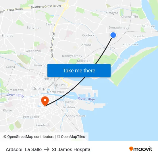 Ardscoil La Salle to St James Hospital map
