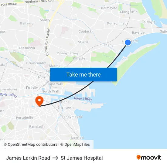 James Larkin Road to St James Hospital map