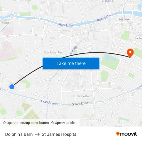 Dolphin's Barn to St James Hospital map