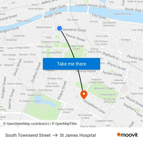 South Townsend Street to St James Hospital map