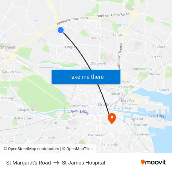 St Margaret's Road to St James Hospital map