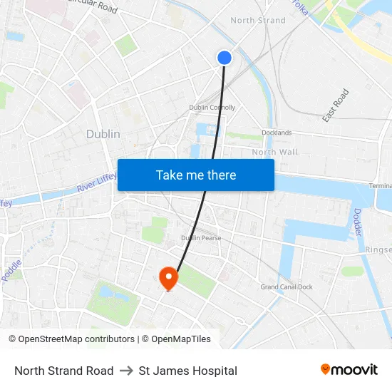 North Strand Road to St James Hospital map