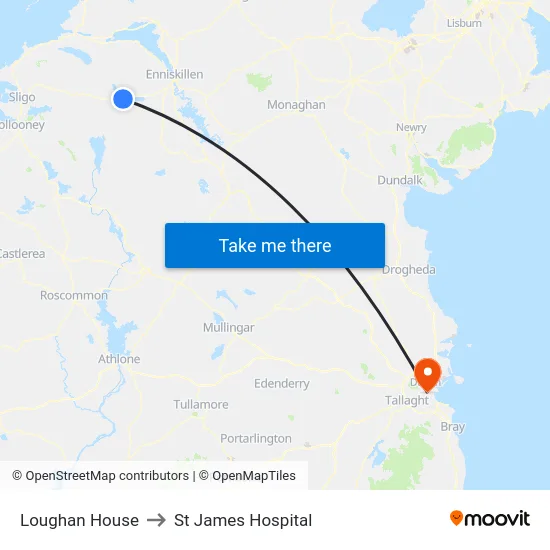 Loughan House to St James Hospital map