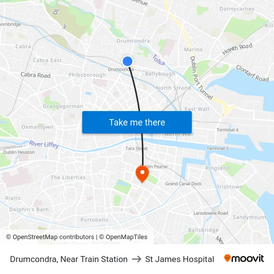 Drumcondra, Near Train Station to St James Hospital map