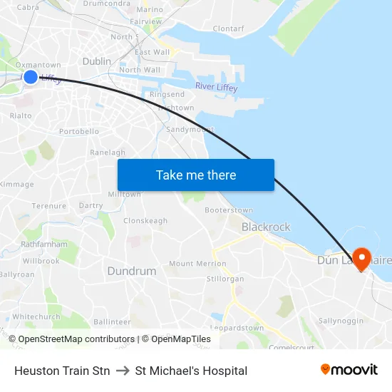 Heuston Train Stn to St Michael's Hospital map