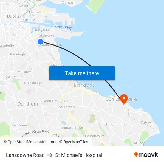 Lansdowne Road to St Michael's Hospital map