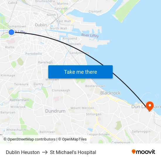 Dublin Heuston to St Michael's Hospital map