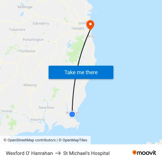 Wexford O' Hanrahan to St Michael's Hospital map