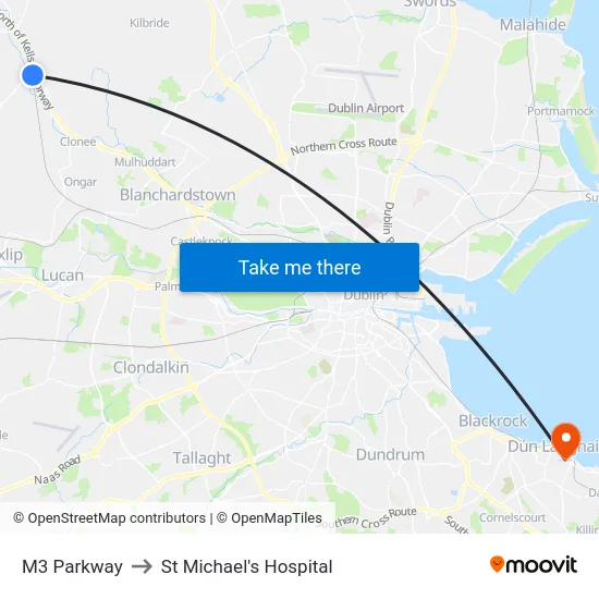 M3 Parkway to St Michael's Hospital map