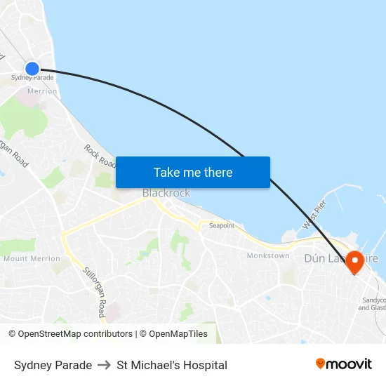 Sydney Parade to St Michael's Hospital map