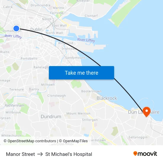 Manor Street to St Michael's Hospital map