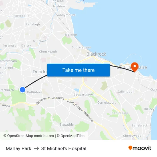 Marlay Park to St Michael's Hospital map