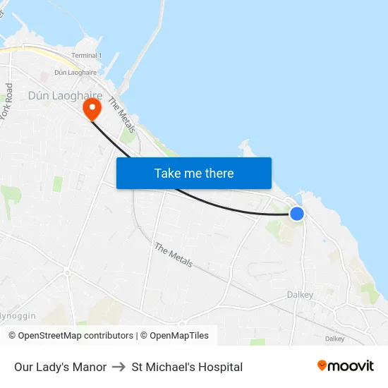 Our Lady's Manor to St Michael's Hospital map