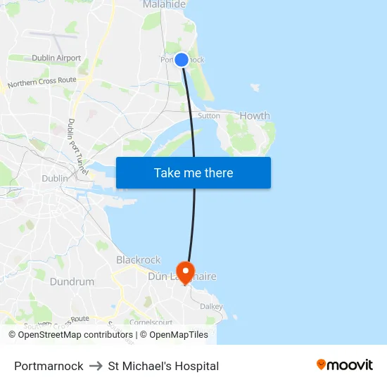 Portmarnock to St Michael's Hospital map