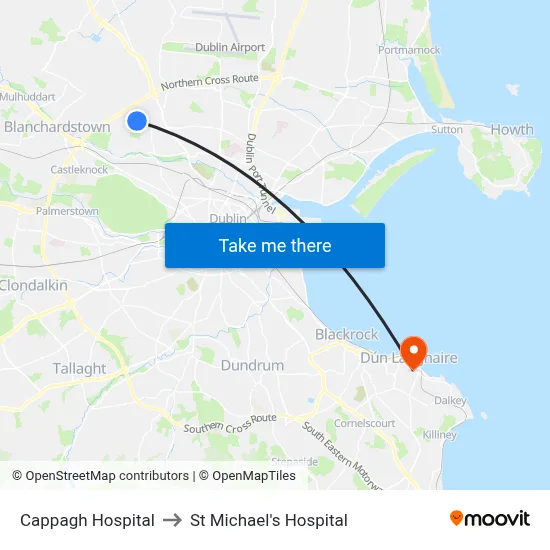 Cappagh Hospital to St Michael's Hospital map