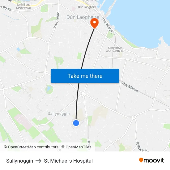 Sallynoggin to St Michael's Hospital map