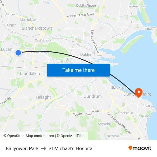 Ballyowen Park to St Michael's Hospital map