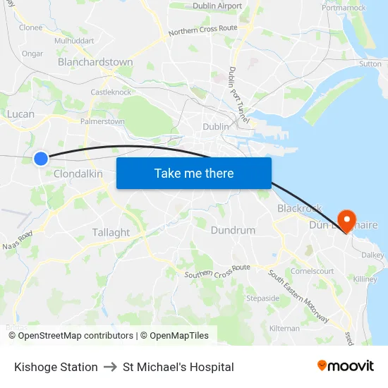 Kishoge Station to St Michael's Hospital map