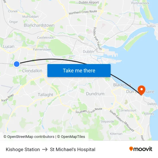 Kishoge Station to St Michael's Hospital map