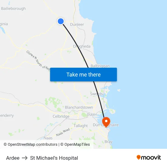 Ardee to St Michael's Hospital map