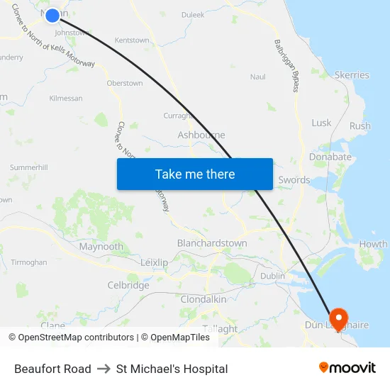 Beaufort Road to St Michael's Hospital map