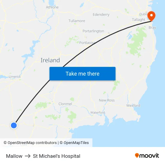 Mallow to St Michael's Hospital map