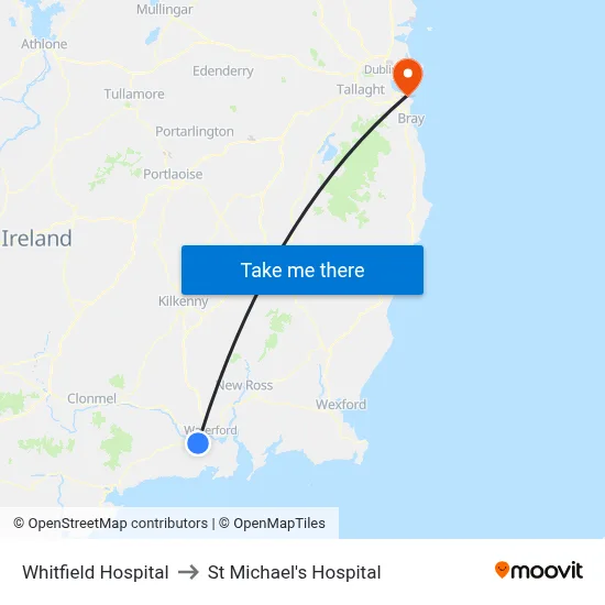 Whitfield Hospital to St Michael's Hospital map