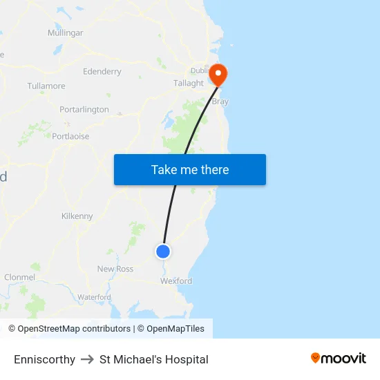 Enniscorthy to St Michael's Hospital map