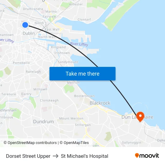 Dorset Street Upper to St Michael's Hospital map