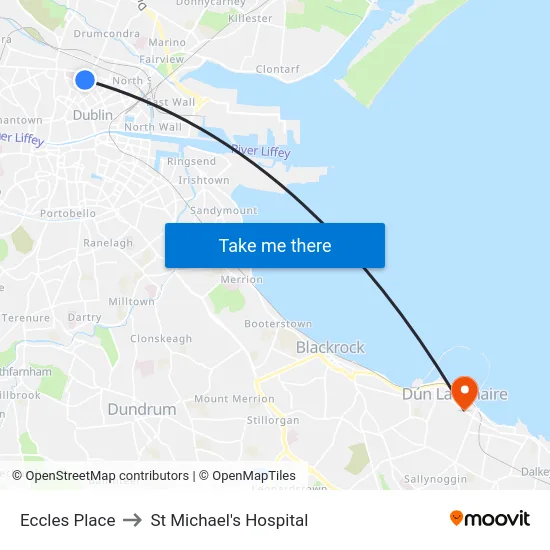 Eccles Place to St Michael's Hospital map