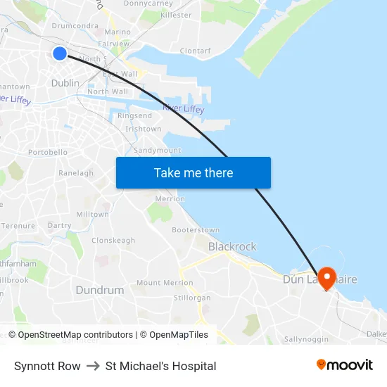 Synnott Row to St Michael's Hospital map