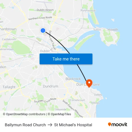 Ballymun Road Church to St Michael's Hospital map