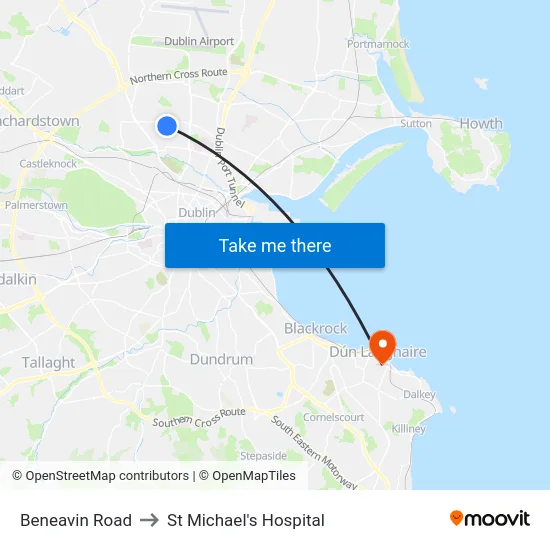 Beneavin Road to St Michael's Hospital map