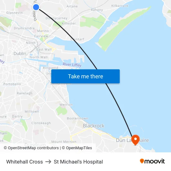 Whitehall Cross to St Michael's Hospital map