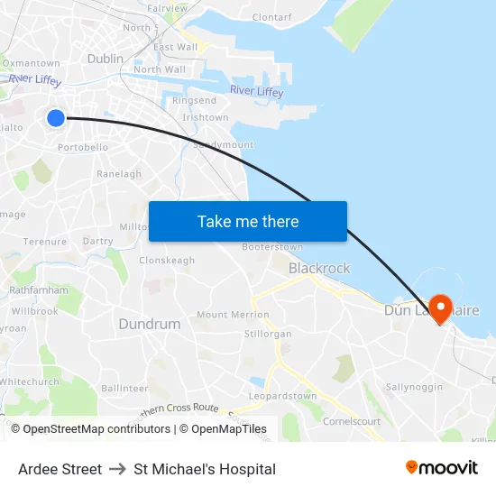 Ardee Street to St Michael's Hospital map