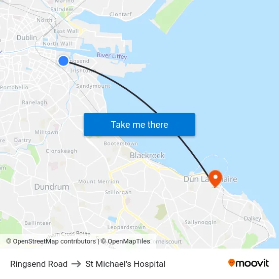 Ringsend Road to St Michael's Hospital map