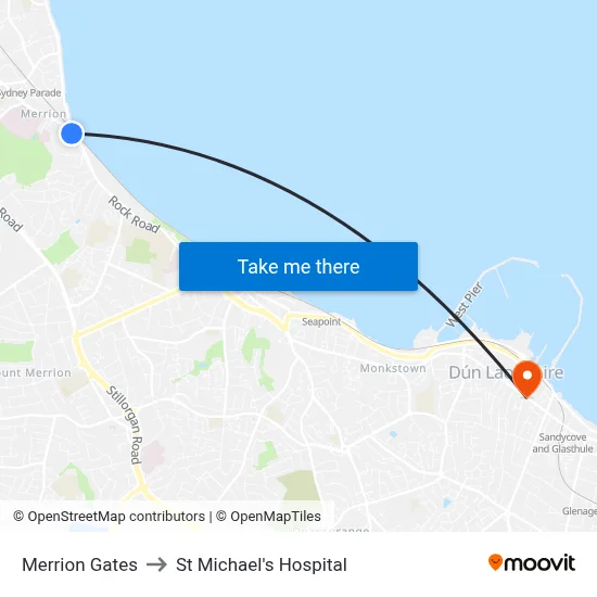 Merrion Gates to St Michael's Hospital map