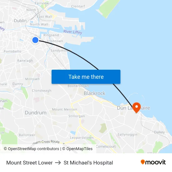 Mount Street Lower to St Michael's Hospital map