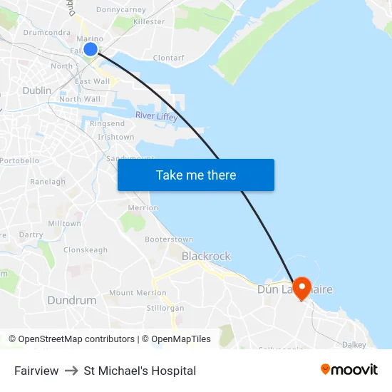 Fairview to St Michael's Hospital map
